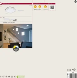 Panneau LED Smart Home Zigbee 3.0 Velora carré 295x295mm 10,5W 1100lm Tunable White Blanc dépoli gradable