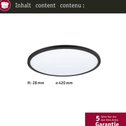 Panneau LED 3-Step-Dim Atria Shine Backlight rond 420mm 22W 2300lm 3000K Noir gradable