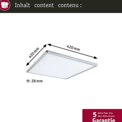 Panneau LED 3-Step-Dim Atria Shine Backlight carré 420x420mm 22W 2200lm 4000K Chrome mat gradable