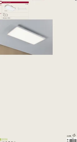 Panneau LED Velora carré 600x300mm 29W 2660lm 3000K Blanc