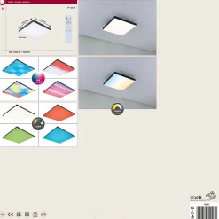 Panneau LED Velora Rainbow dynamicRGBW carré 295x295mm 13,2W 1140lm RGB+ Noir gradable