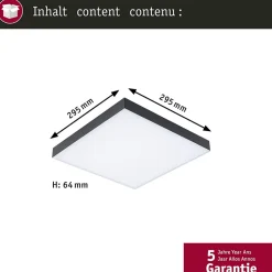 Panneau LED Velora Rainbow dynamicRGBW carré 295x295mm 13,2W 1140lm RGB+ Noir gradable