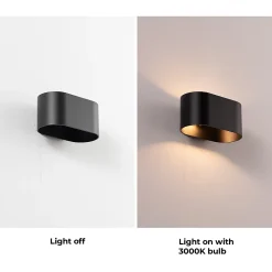 Paquet de 2 appliques murales intérieures en aluminium noir avec éclairage en haut et en bas support G9 ampoule non incl