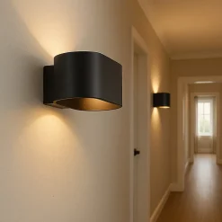 Paquet de 2 appliques murales intérieures en aluminium noir avec éclairage en haut et en bas support G9 ampoule non incl