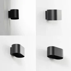 Paquet de 2 appliques murales intérieures en aluminium noir avec éclairage en haut et en bas support G9 ampoule non incl