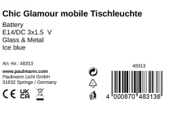 Pauleen Lampe à poser Chic Glamour E14 2700K 15lm 0,4W Bleu glace