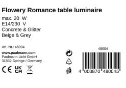 Pauleen Lampe à poser Flowery Romance E14 110mm max. 20W Beige Gris Béton Lin