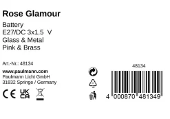 Pauleen Lampe à poser Rose Glamour E27 2700K 30lm 0,8W Rose Laiton