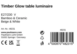 Pauleen Lampe à poser Timber Glow E27 max. 20W Beige Blanc