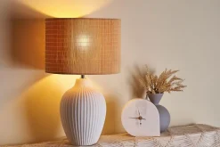 Pauleen Lampe à poser Timber Glow E27 max. 20W Beige Blanc