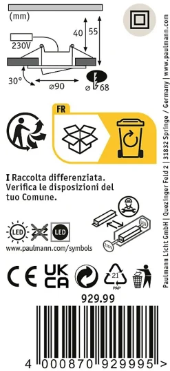 Paulmann 92999 HomeSpa Set Calla 3 spots LED encastrables IP65 WhiteSwitch 15 W