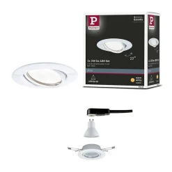 Paulmann Base 93411 Spot encastrable LED GU10 5 W blanc mat orientable, ampoule incl