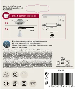 Paulmann Base Spot encastrable LED GU10 5 W fer brossé ronde 90 mm orientable