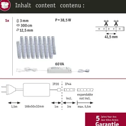 Paulmann MaxLED 1000 70670 Ruban LED 24 V blanc chaud 300 cm dimmable