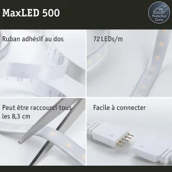 Paulmann MaxLED 500 70666 Ruban LED 24 V blanc chaud 3 m, dimmable, extensible jusqu'à 6,2 m