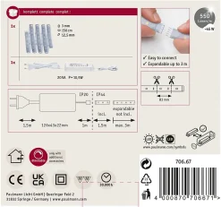 Paulmann MaxLED 500 70667 Ruban LED 24 V blanc lumière du jour 150 cm, dimmable