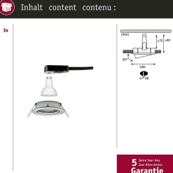 Paulmann Nova 93429 - Spot encastrable rond 3x GU10 3x6,5W 2700K fer brossé
