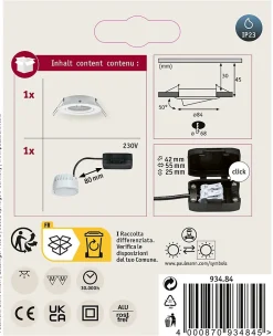 Paulmann Nova Spot encastrable LED 18 W blanc mat, orientable, diamètre de découpe 68 mm