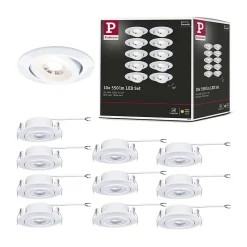 Paulmann pack 10 spots encastrables LED 4,8 W blanc mat 3000 K dim 3 niveaux