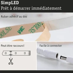 Paulmann SimpLED 78972 - Ruban LED 5 m blanc chaud 3000K, kit complet 230/12V, IP20