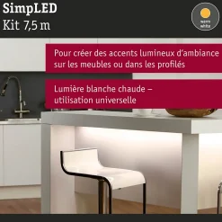 Paulmann SimpLED 78973 Ruban LED 7,5 m blanc chaud 12 V kit complet