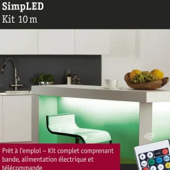 Paulmann SimpLED 78980 Ruban LED RVB 10 m - kit complet avec alimentation et télécommande