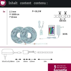 Paulmann SimpLED 78980 Ruban LED RVB 10 m - kit complet avec alimentation et télécommande