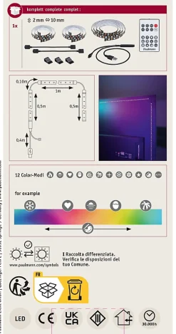 Paulmann TV Strips 55" Ruban LED USB 2 m RVB 3 W pour rétroéclairage TV 55 pouces