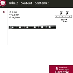 Paulmann YourLED 70210 Ruban LED 12 V 975 mm RVB avec connecteur mâle, autocollant