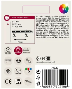 Paulmann YourLED 70210 Ruban LED 12 V 975 mm RVB avec connecteur mâle, autocollant