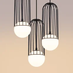 Pendentif en acier 3 ampoules 4000K - 34x34x115cm Sollux