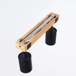 Pendentif en acier/bois naturel 2 lampes 38x6x17.2cm Sollux