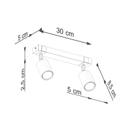 Pendentif en acier/bois naturel 2 lampes 38x6x17.2cm Sollux