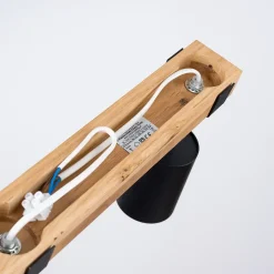 Pendentif en acier/bois naturel 2 lampes 38x6x17.2cm Sollux