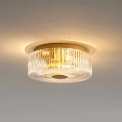 Petit plafonnier spot doré ou applique 30 cm avec verre texturé - Paolina