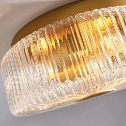 Petit plafonnier spot doré ou applique 30 cm avec verre texturé - Paolina