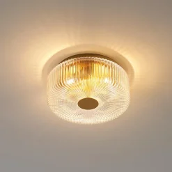 Petit plafonnier spot doré ou applique 30 cm avec verre texturé - Paolina