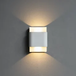 Petite applique carré double éclairage LED blanche IP54 - Laila