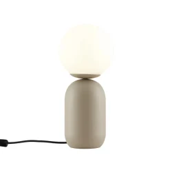 Petite lampe à poser couleur taupe boule banche - Sley