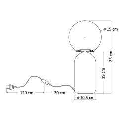 Petite lampe à poser couleur taupe boule banche - Sley