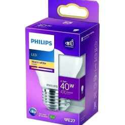 PHILIPS LED Classic 40W Sphérique E27 Blanc Chaud Dépolie Non Dimmable