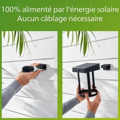 Phillips Applique murale solaire d'extérieur ronde, détecteur de mouvement, résistante aux intempéries, noire