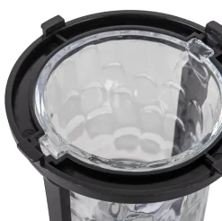 Piquet de terre décoratif solaire 'SIMON' 54,7 cm de haut, en métal noir et verre structuré, LED intégrée, blanc chaud