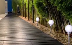 Piquet de terre LED pour extérieur 'BALL' D : 25 cm , piquet de terre en plastique , blanc, avec LED intégrée