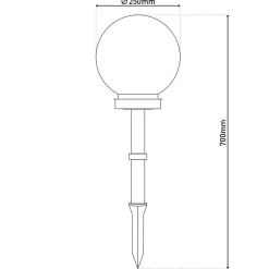Piquet de terre LED pour extérieur 'BALL' D : 25 cm , piquet de terre en plastique , blanc, avec LED intégrée