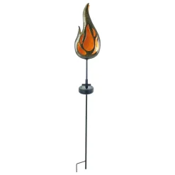 Piquet de terre solaire à LED 'FLAMME' Piquet de terre extérieur en métal couleur bronze et plastique, avec LED intégrée
