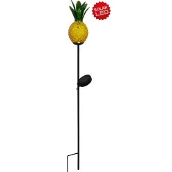 Piquet de terre solaire à LED 'ANANAS' orange 81cm , pour l'extérieur, piquet de terre en métal et verre orange, avec LED intégrée