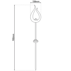Piquet de terre solaire LED 'Flamme' - piquet de terre extérieur en métal et plastique marron, avec LED intégrée