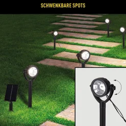 Piquet solaire / piquet de terre (6 pièces) 'NOMI' longueur env. 475 cm, en plastique noir, blanc chaud