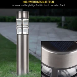 Piquet solaire BOBBY set de 3 D 6,2cm H 42cm métal acier nu plastique LED blanc chaud